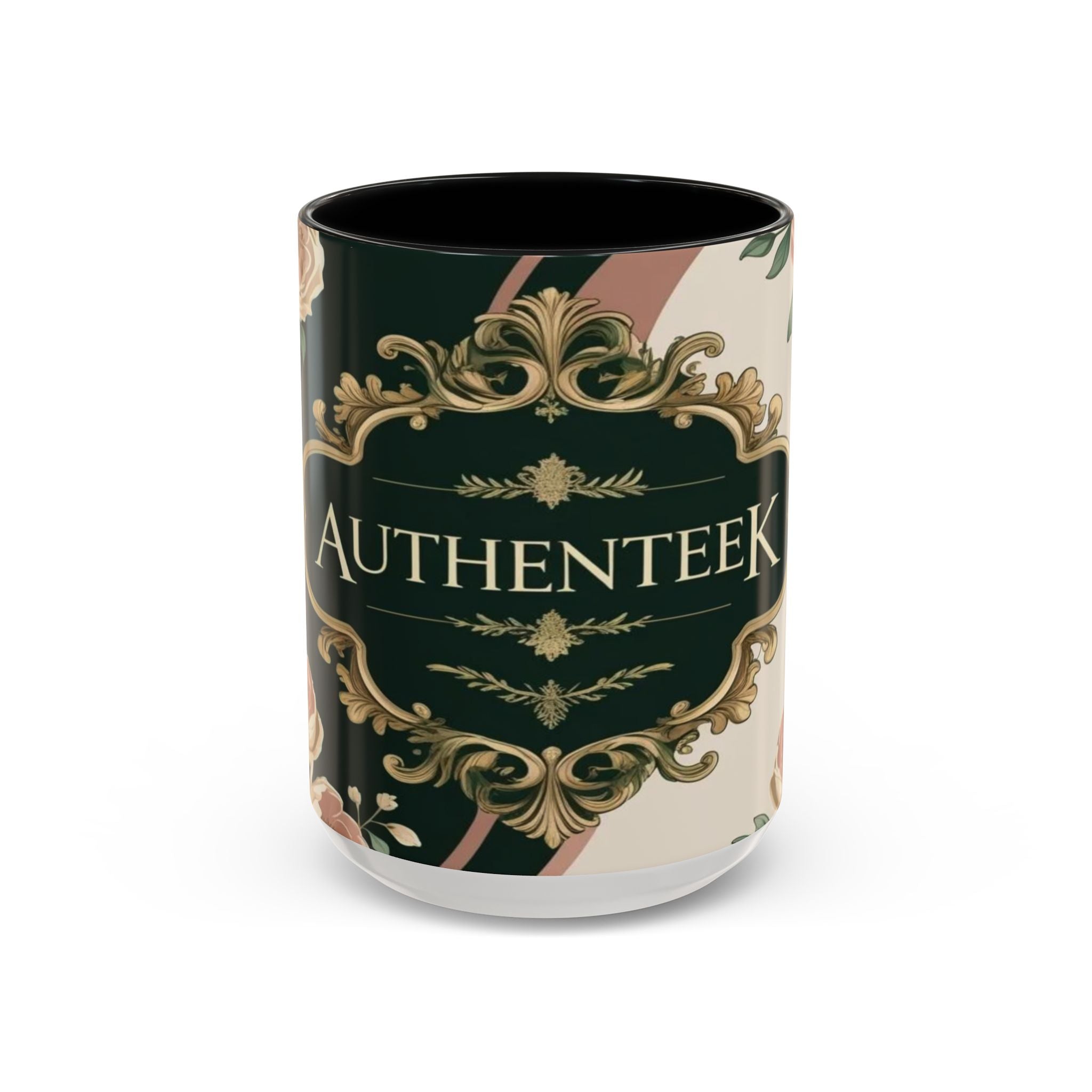 Elegant Floral Accent Mug | Coffee Lover's Gift | Tea Time Essentials | Vintage Style Drinkware | Perfect for Home or Office