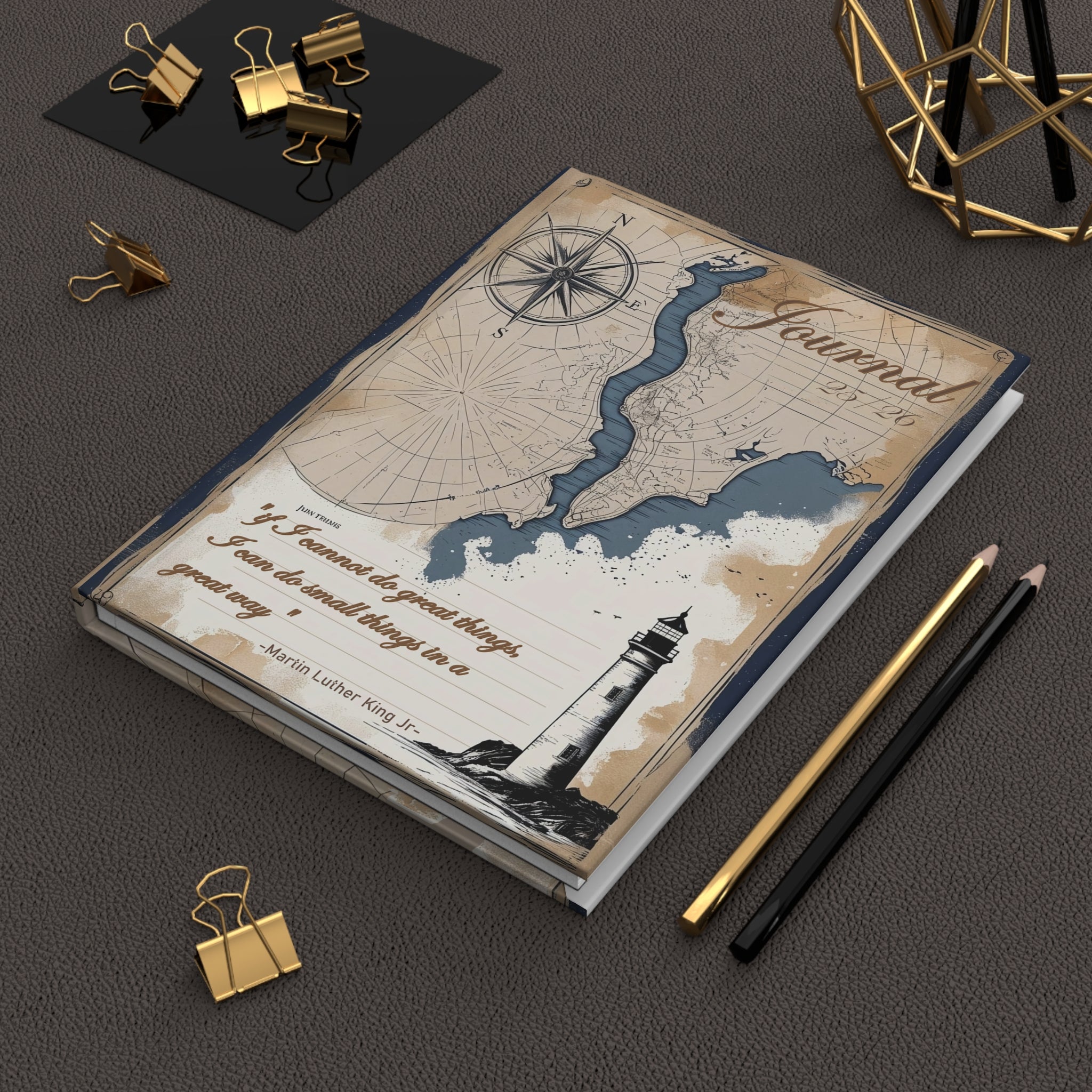 Nautical Adventure Journal, Travel Diary, Lighthouse Sketchbook, Gift for Travelers, Map-Inspired Notebook