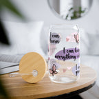 Inspirational Sipper Glass, Motivational Drinkware, Cute Butterfly Design, Eco-Friendly Storage, Unique Gift for Friends