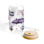 Inspirational Sipper Glass, Motivational Drinkware, Cute Butterfly Design, Eco-Friendly Storage, Unique Gift for Friends