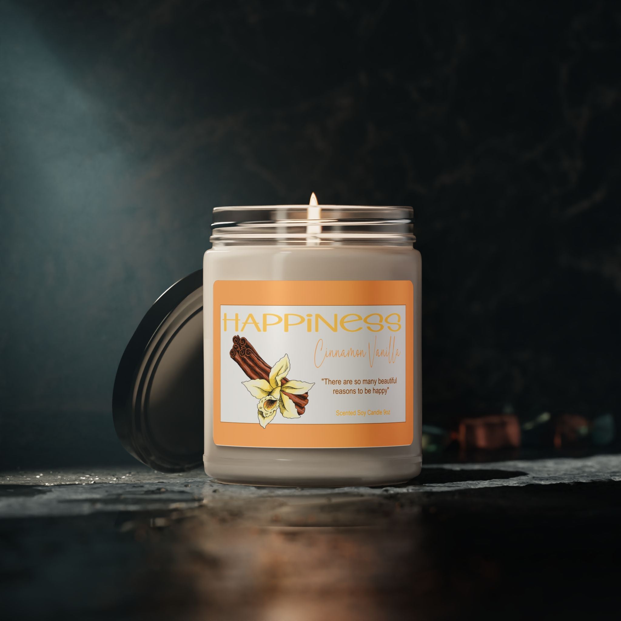 Happiness Scented Soy Candle - Cozy Atmosphere for Relaxation, Self-Care Gift, Home Fragrance, Candle Lovers, Aromatherapy