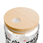 Inspirational Sipper Glass, Self-Love Motivational Drinkware, Cute Flower Design, Perfect Gift for Friends, Encouragement, Self-Care