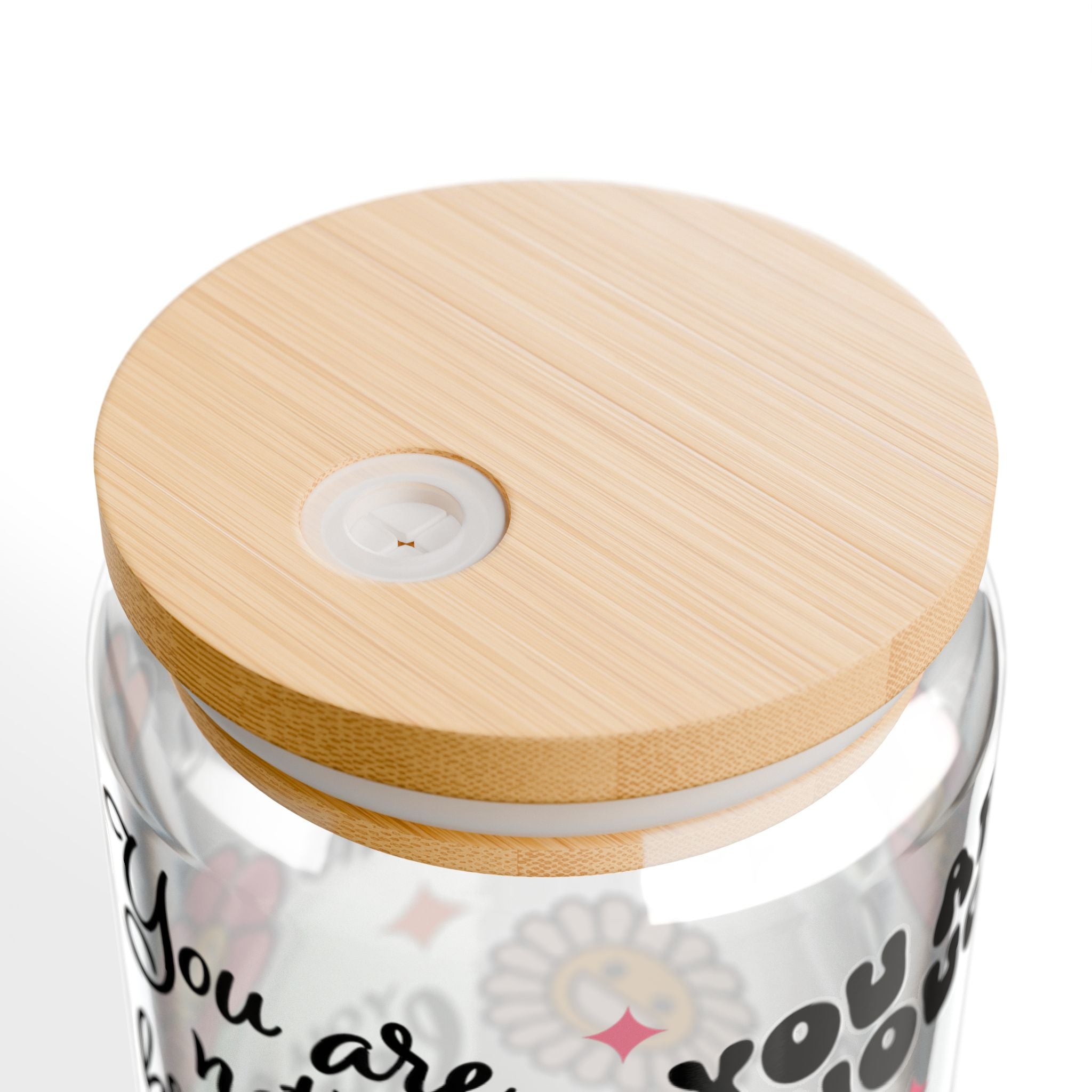 Inspirational Sipper Glass, Self-Love Motivational Drinkware, Cute Flower Design, Perfect Gift for Friends, Encouragement, Self-Care