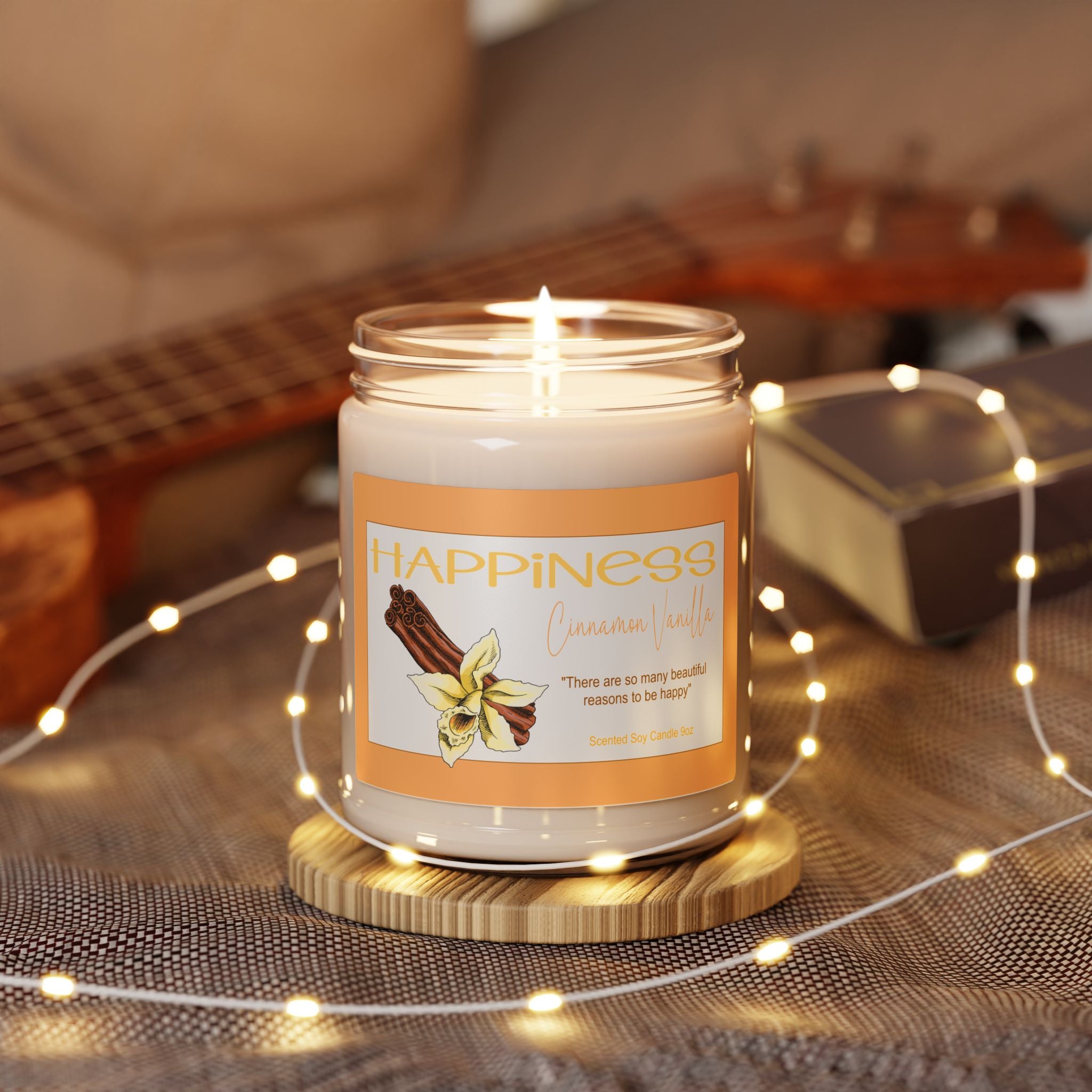 Happiness Scented Soy Candle - Cozy Atmosphere for Relaxation, Self-Care Gift, Home Fragrance, Candle Lovers, Aromatherapy