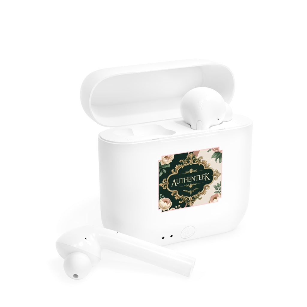 Elegant Authenteek  Wireless Earbud Case, Personalized Earbud Holder, Tech Accessory Gift, Floral Design, Custom Gifts for Her
