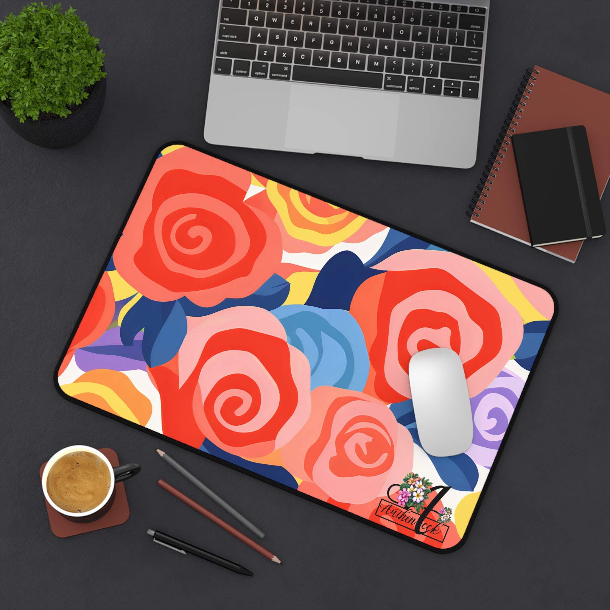 Floral Desk Mat - Colorful Rose Design, Home Office Decor, Gamer Gift, Work Desk Accessories, Floral Office Mat