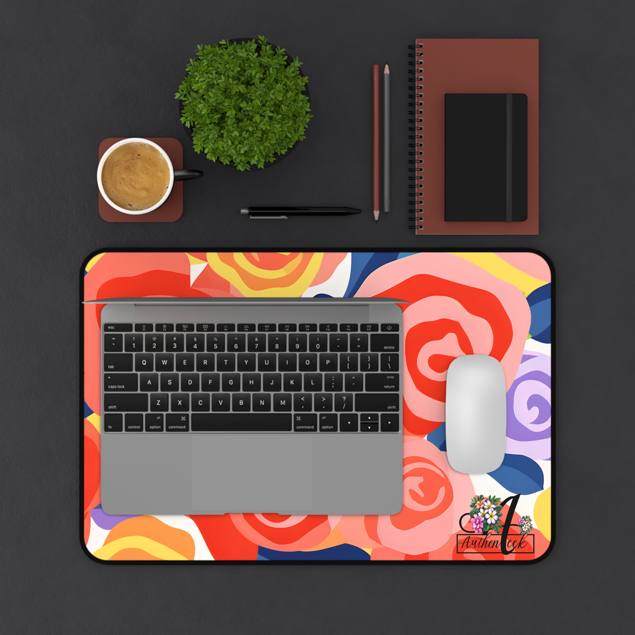 Floral Desk Mat - Colorful Rose Design, Home Office Decor, Gamer Gift, Work Desk Accessories, Floral Office Mat