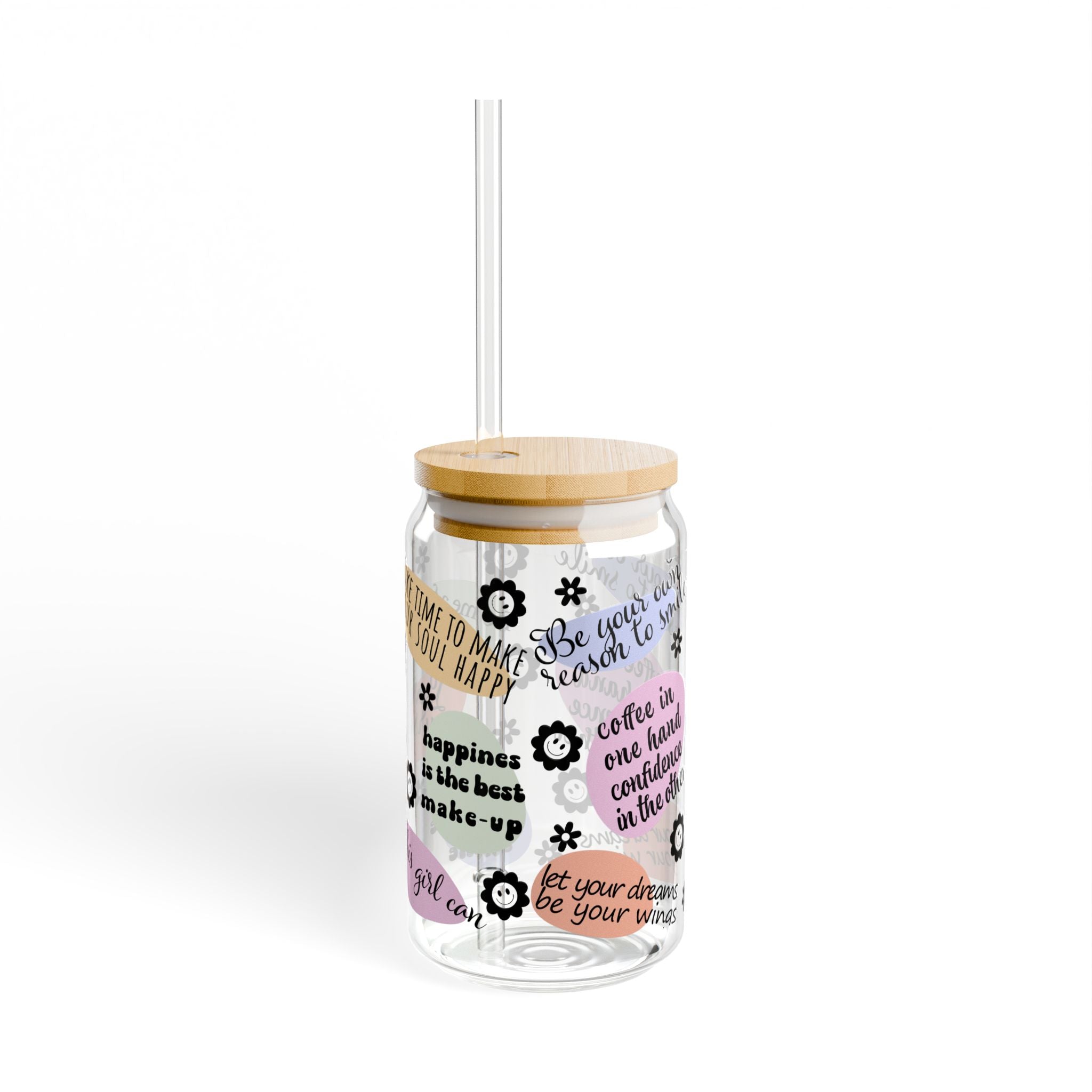 Inspirational Sipper Glass, Love Yourself Drinkware, Motivational Gift, Self-Care Glass, Unique Birthday Present