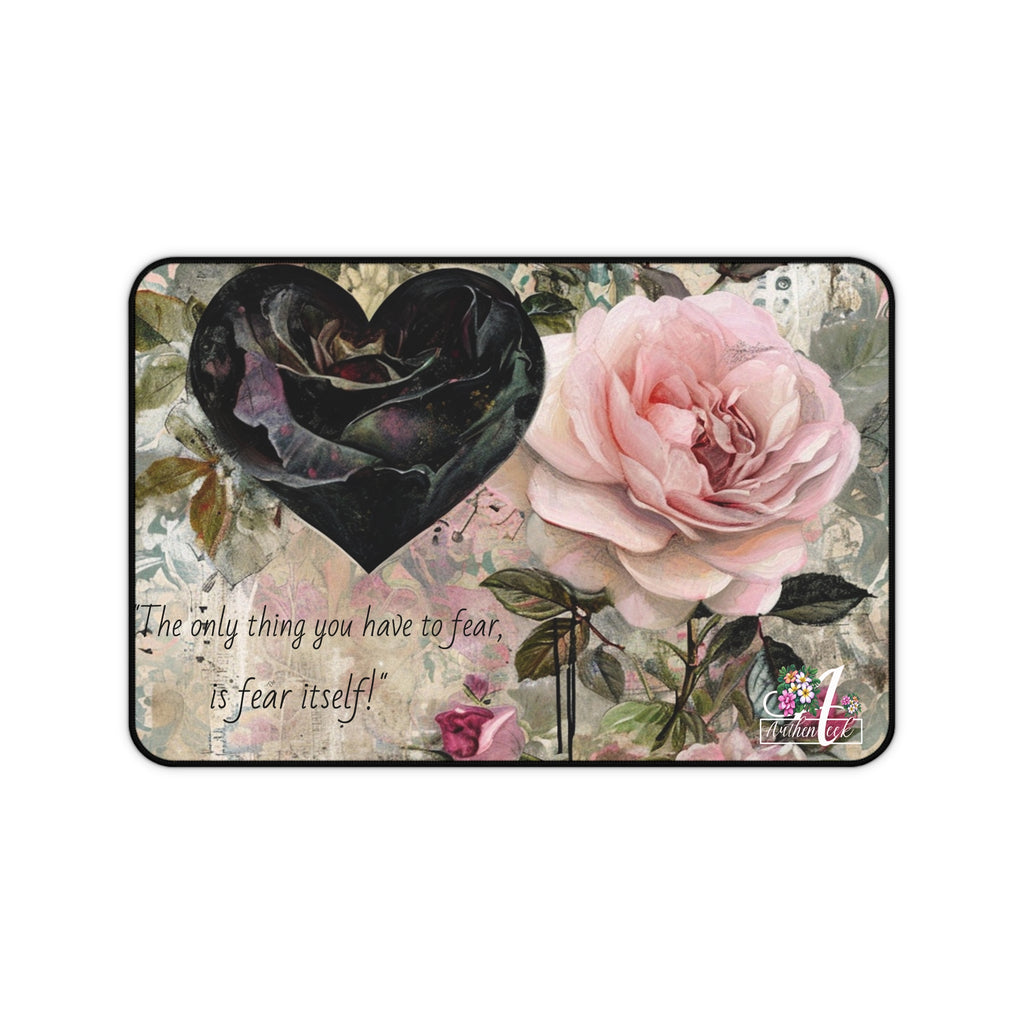 Inspirational Desk Mat with Floral Design - Motivational Office Decor, Gift for Home Office, Cute Desk Accessories, Inspirational Quote