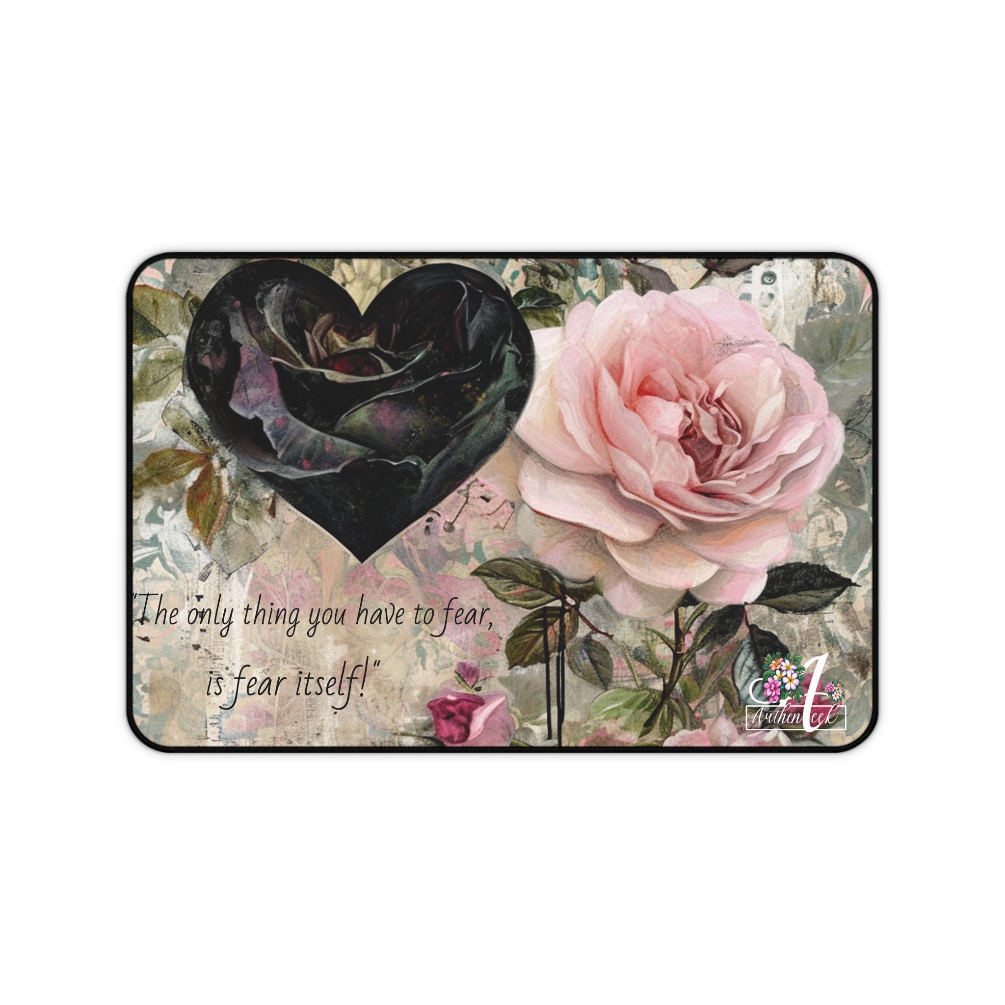 Inspirational Desk Mat with Floral Design - Motivational Office Decor, Gift for Home Office, Cute Desk Accessories, Inspirational Quote